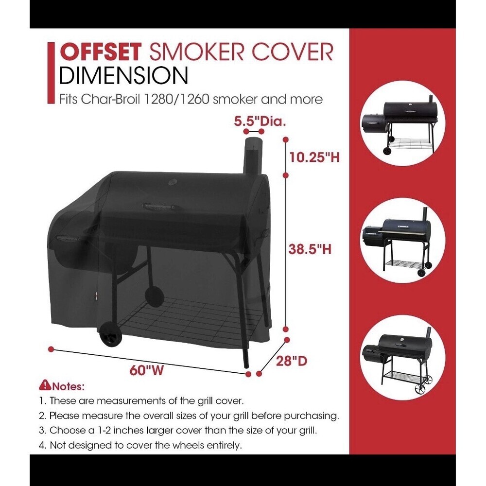 Unicook Offset Smoker Cover 60 In Outdoor Heavy Duty Waterproof Charcoal Opened
